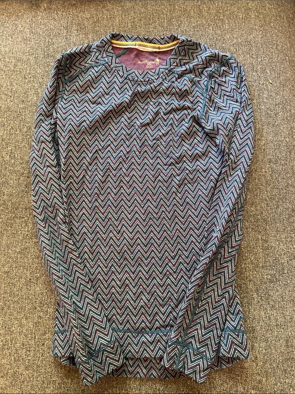 Smartwool Chevron Pattern Long Sleeve Top in Teal, Purple, Black size XS women’s